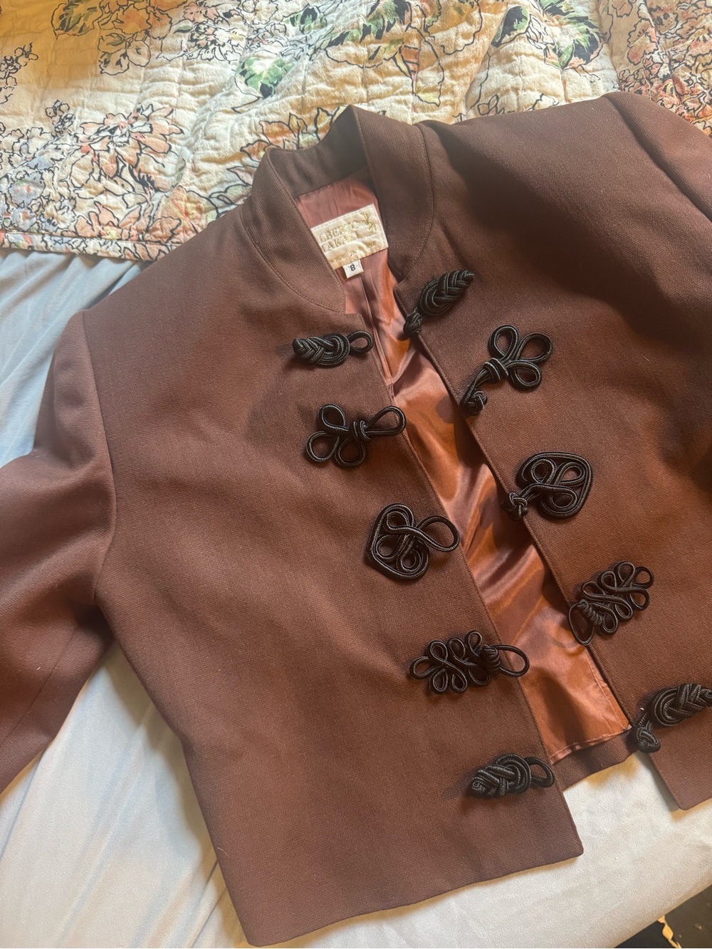 Alberto Malaki Brown Cropped Military-Style Jacket